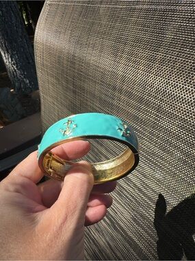 Storm Gold-Tone Turquoise Enamel Anchor Bangle Bracelet